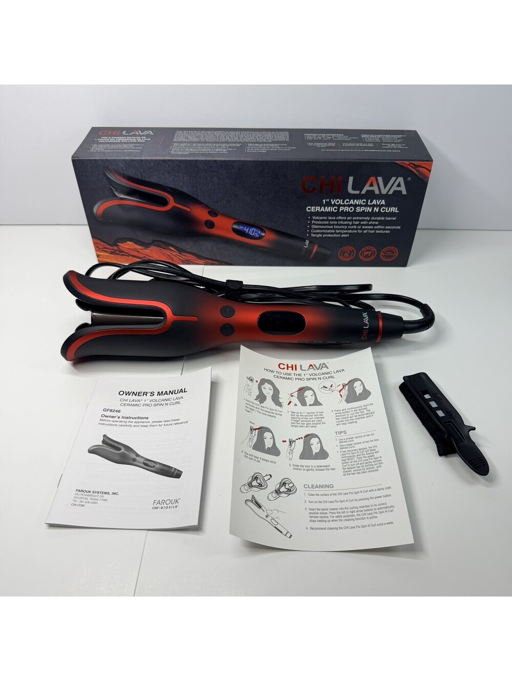 CHI Lava 1” Volcanic Ceramic Pro Spin N Curl GF8246 Hair Curler w/ Box Used Once